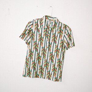 Vintage 70s Montgomery Ward Butterfly-Collar Chevron Disco Shirt – Unisex Small
